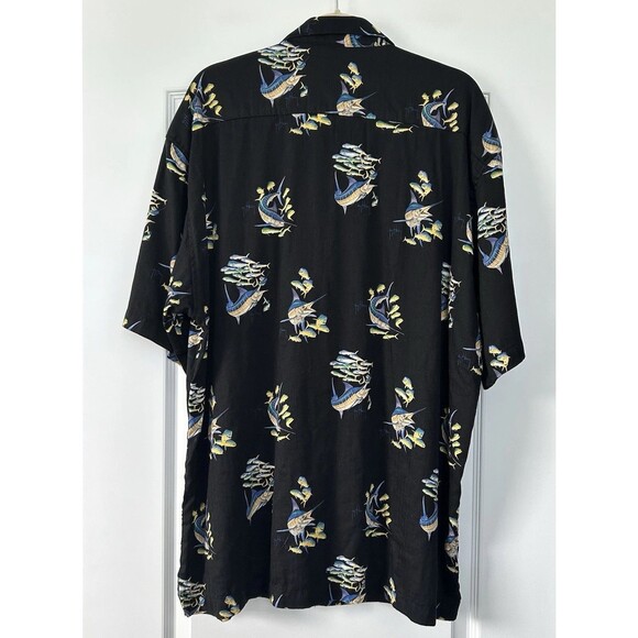 Guy Harvey Aftco Shirt Mens XL Black Bluewater Fish All Over Print Button Up USA - Picture 4 of 7